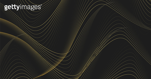 Abstract luxury gold wavy lines on dark background. Wave pattern ...
