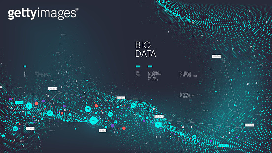 Database grid visualization, big data flow wave, analytics and ...