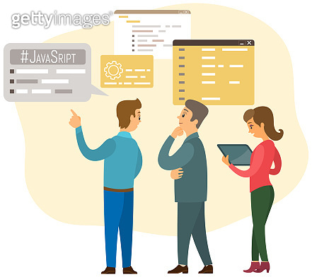 Programmer engineering and coding. Set of programmers working on web ...