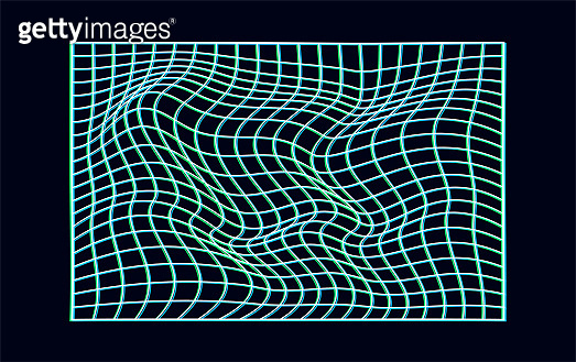 Abstract distorted wireframe wave. Vector curve surface background ...
