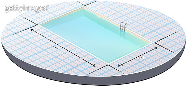 Dimensions of a swimming pool (cut out) (1397050644) - 게티이미지뱅크