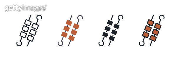Barbecue bbq skewers icon. Linear flat color icons contour shape ...