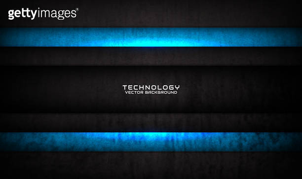 3D black blue techno abstract background overlap layer on dark space ...