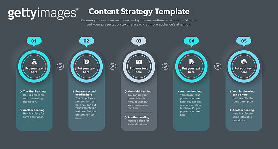 Content strategy template with five stages and place for your content ...