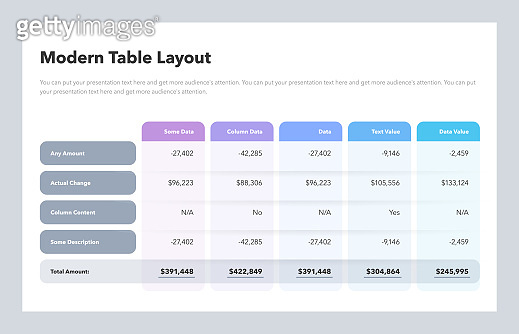Modern table layout template with a total amount row 이미지 (1393531959 ...