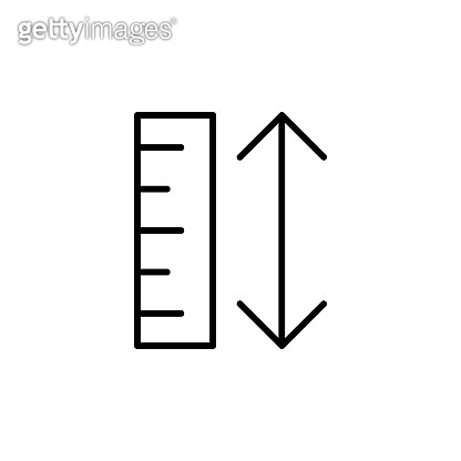 Ruler, width, distance, dimension, area or size with arrow black line ...