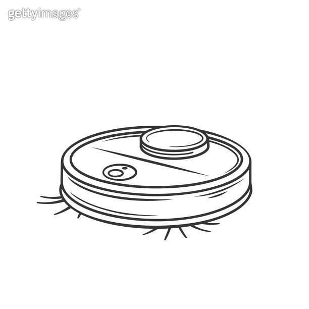 Robot Vacuum Cleaner Outline Icon 이미지 (1442356534) - 게티이미지뱅크