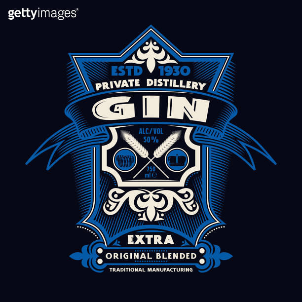 Set of template decorative label for gin 이미지 (1364168100) 게티이미지뱅크