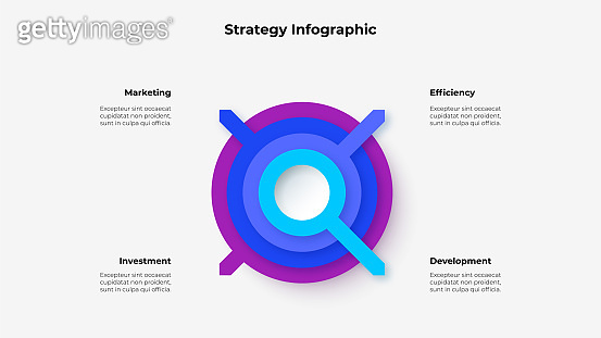 Four rings with arrows. Abstract element with 4 options. Business data ...