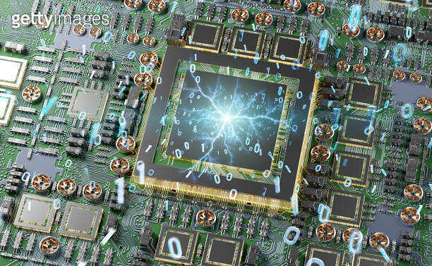 Close-up view of a modern GPU card with connections 이미지 (1418481913 ...