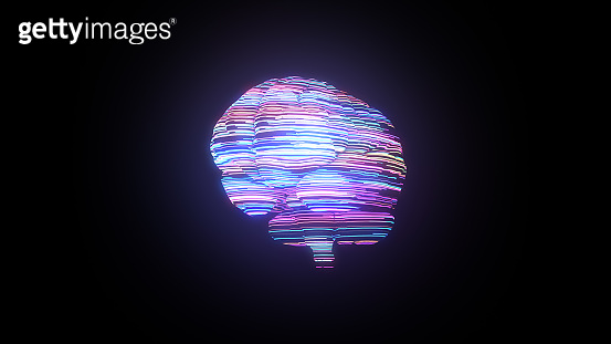 Meta Brain Icon Meta Brain, 3D render of human brain with glow colourful surface 이미지 ...