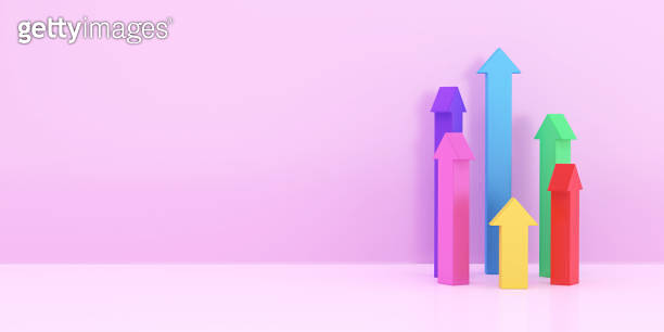 3d Render arrow up to growth success progress way and forward ...