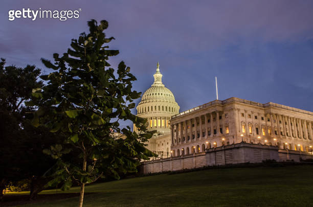Rear facade of Washington DC Capitol at night 이미지 (1421169779) - 게티이미지뱅크