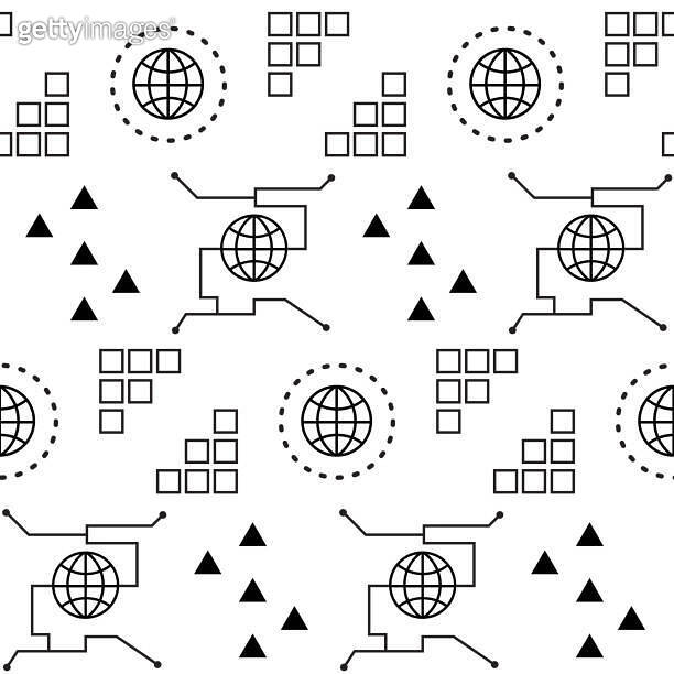 Seamless pattern with technological chains. Communication between ...