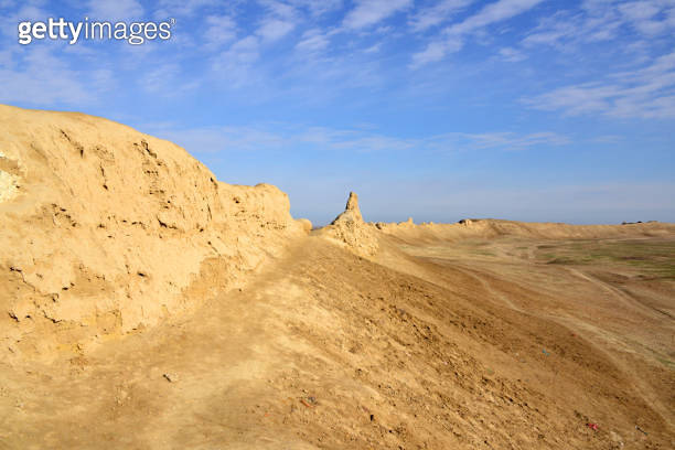 Ancient Balkh archaeological site view along the city walls, Balkh