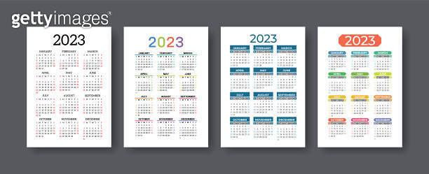 Calendar 2023 year set. Vector vertical template collection. Ready ...