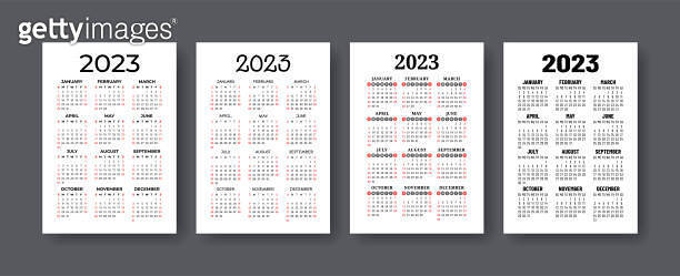 Calendar 2023 year set. Vector vertical template collection. Ready ...