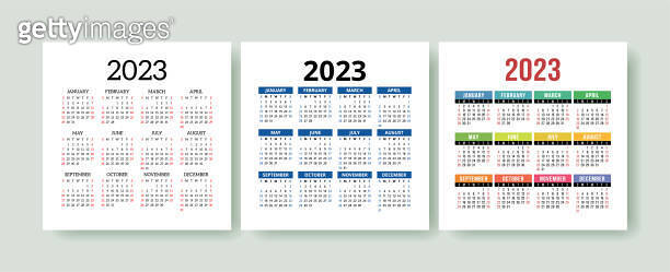 Calendar 2023 year set. Vector square template collection. Ready design ...
