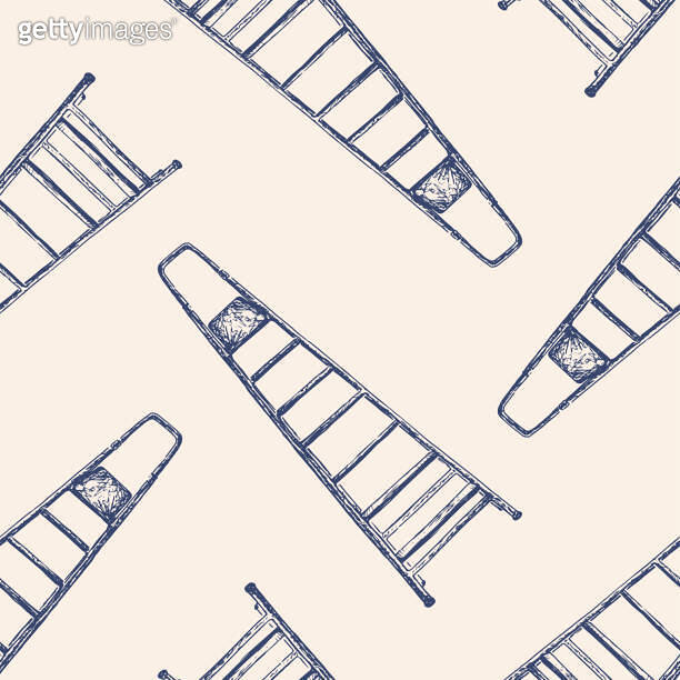 Seamless pattern of drawn folding ladder for construction work ...