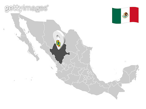 Location of Durango State on map Mexico. 3d location sign of Durango ...