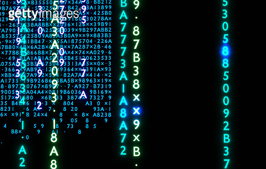 Matrix style background with code rain. Falling random numbers with ...
