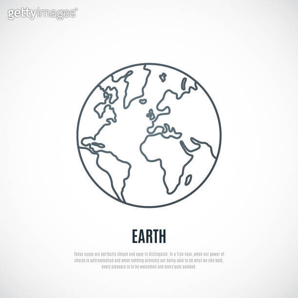 Simple Line Earth Simple Earth template. Earth planet line icon. Vector illustration. 이미지 ...