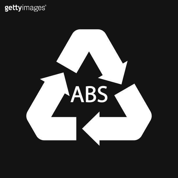 Plastic recycle symbol ABS 9 vector icon. Plastic recycling code ABS