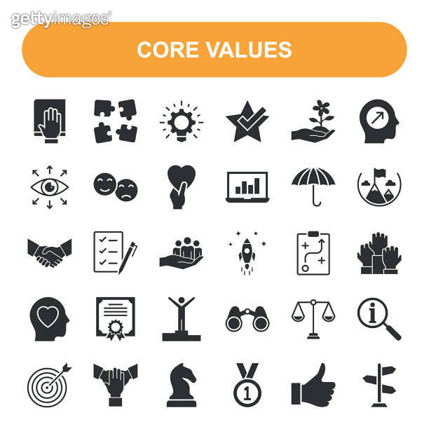 Core Values icons. icon set contains such icons as umbrella, jigsaw ...