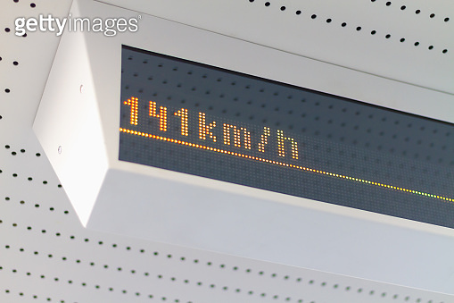 Scoreboard in a high-speed train with a train speed of 140 km h ...