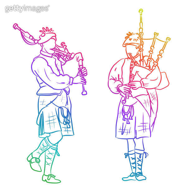 Bagpipers Scottish Kilts Rainbow 이미지 (1365082673) 게티이미지뱅크