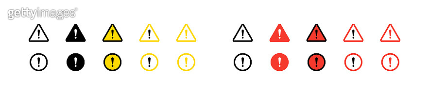Risk warning icon. Triangle and circle warning sign. Alert message ...
