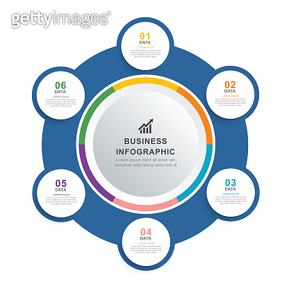 Infographics circle timeline with 6 number data template. Vector ...