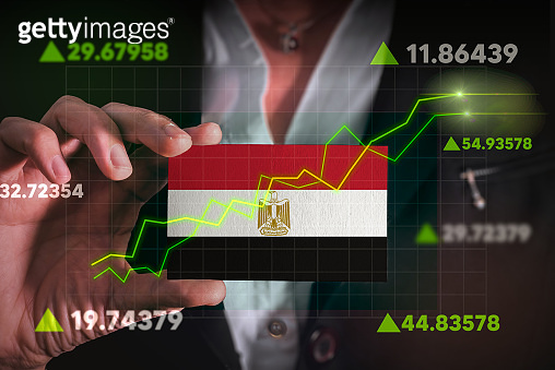 Graph growing up in Front Of Egypt Flag. (1423507805) - 게티이미지뱅크