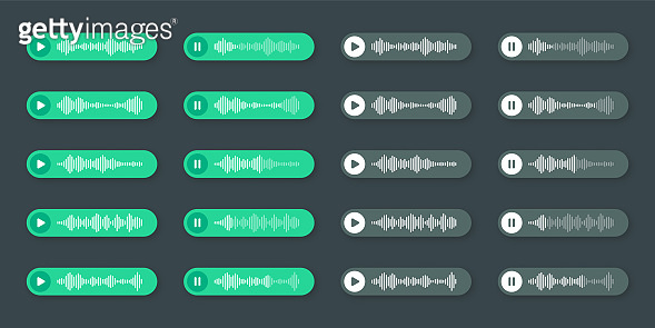 Voice Ripple Design Voice, audio message, green speech bubble. SMS text frame. Social media ...