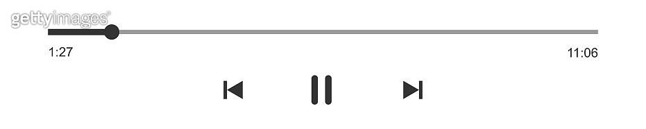 Loading bar with time slider, pause, rewind and fast forward buttons ...