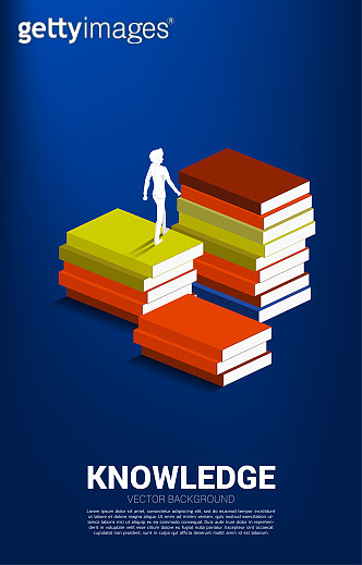 Concept background for power of knowledge. Silhouette of businessman ...