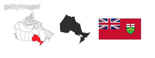 Map of Ontario. Flag of Ontario. Provinces and territories of Canada