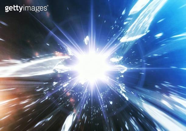 Abstract blue light rays background exploding in science concept 이미지 ...