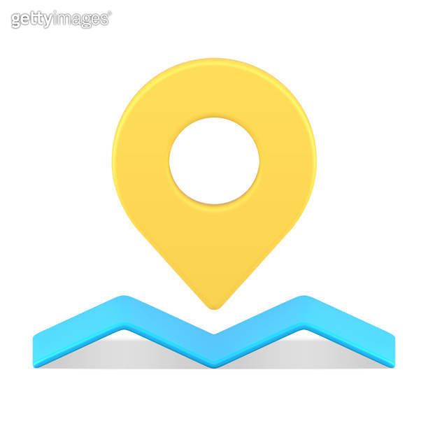 Yellow map pin location mark delivery navigation marker address route