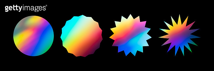 Graphite Gradient Sticker Collection of blank rainbow gradient sticker shapes for design mockups ...
