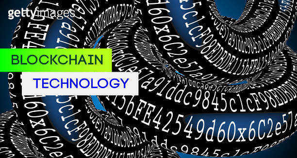 Blockchain technology. Coding background with sign symbol binary code ...