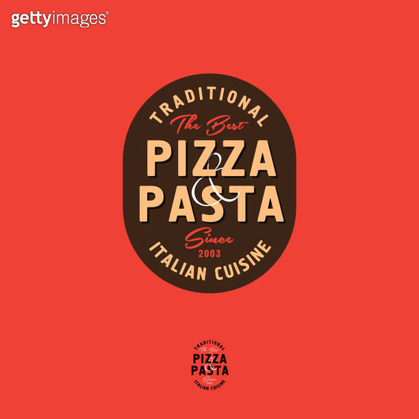 Pizza and pasta restaurant. Italian cuisine emblem. Fast delivery. 이미지