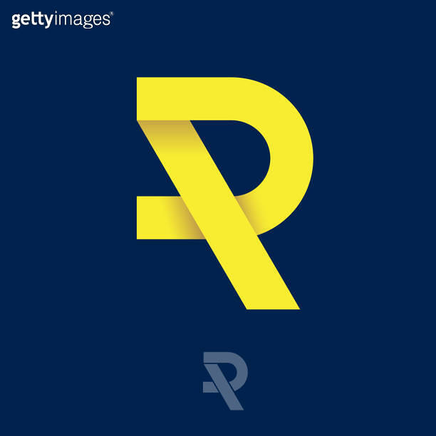 Yellow R Letter R consists of folded paper strip or ribbon. Yellow R monogram ...