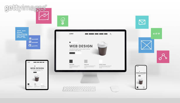 Web design studio and digital marketing agency concept. Responsive web ...