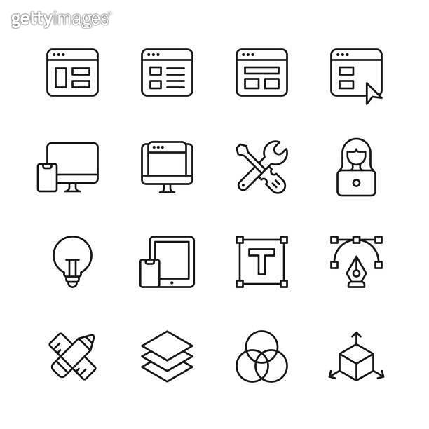 Web Design Line Icons. Editable Stroke, Contains such icons as Coding ...