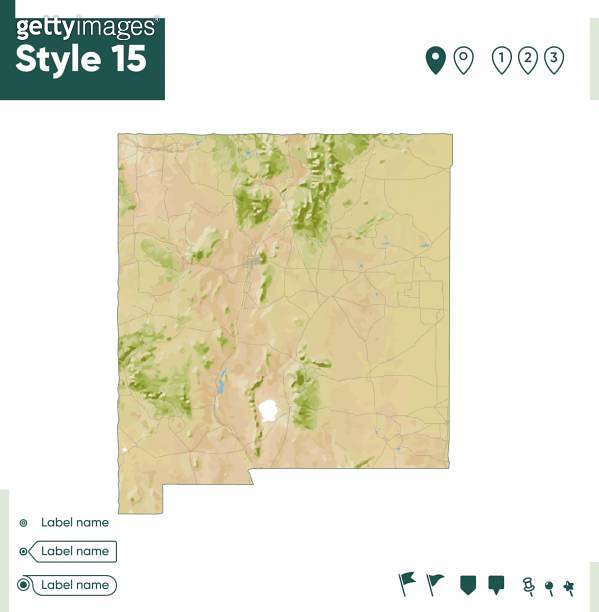 New Mexico USA Map With Shaded Relief Land Cover Rivers Lakes 1409186929 