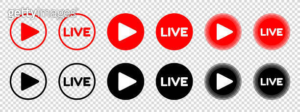 Live Button Frame Different Flat Live Buttons - Vector Illustrations Set Isolated On ...