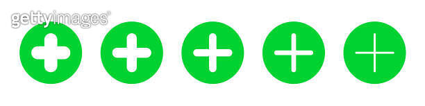 Plus sign set thin to bold in green circles. Medicine vector icons ...