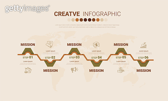 Timeline infographic template with 6 options, vector infographics ...