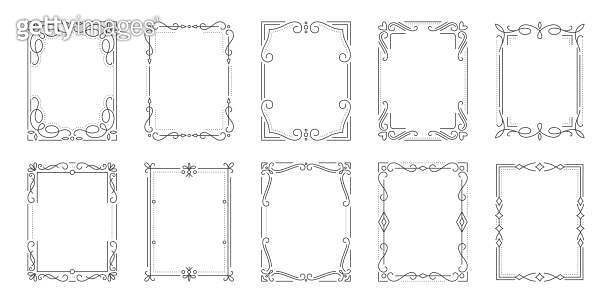 Vintage frame border divider text black line set (1390737505) - 게티이미지뱅크